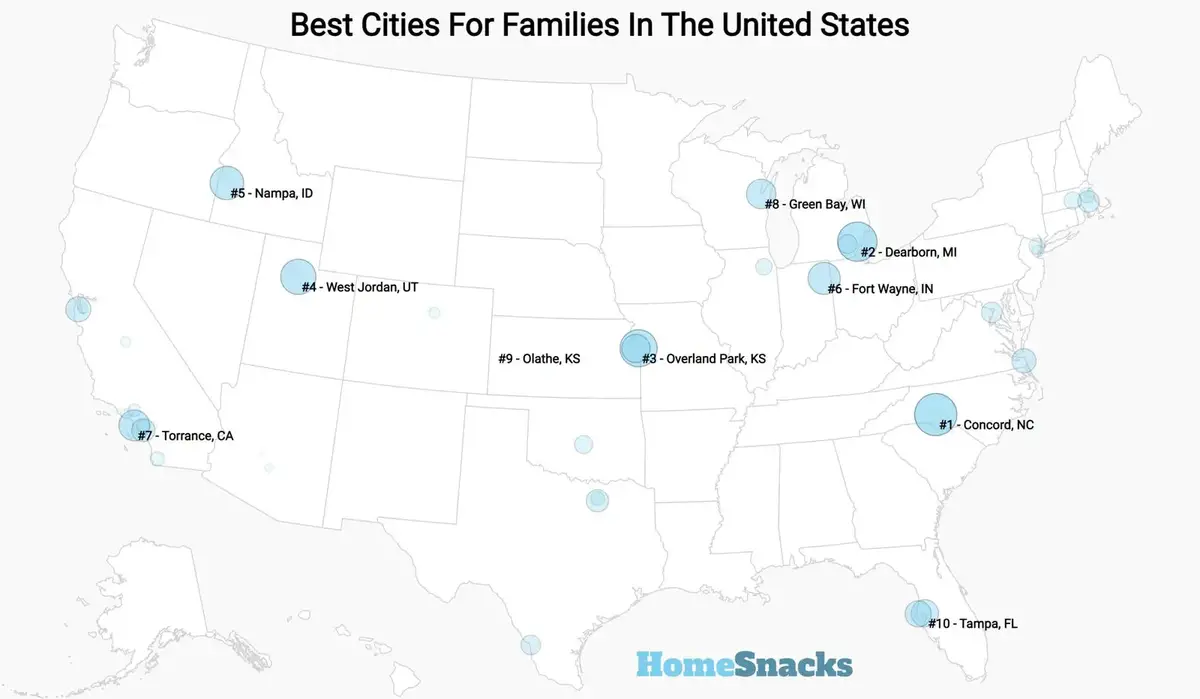 Best Cities For Families In The United States Map