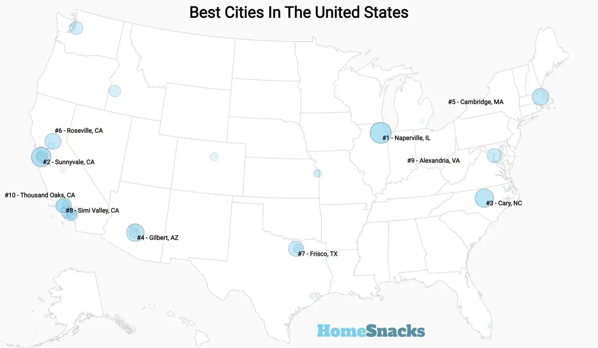 Best Cities To Live In The United States Map