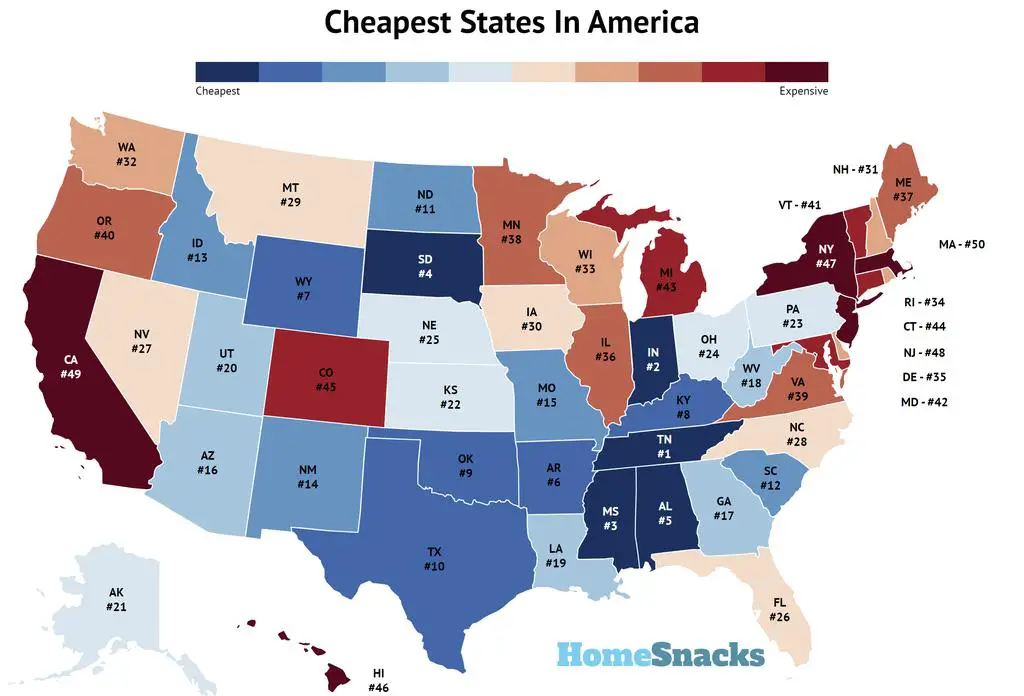 10 Cheapest States To Live In The United States 2023 HomeSnacks