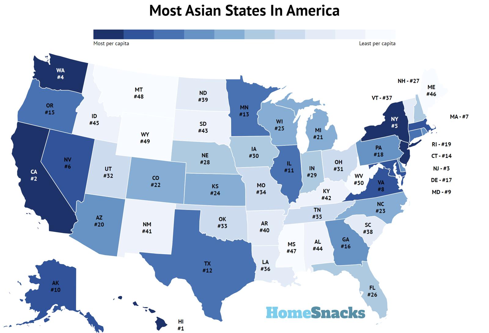 Asian Population By State In The United States 2024 RoadSnacks