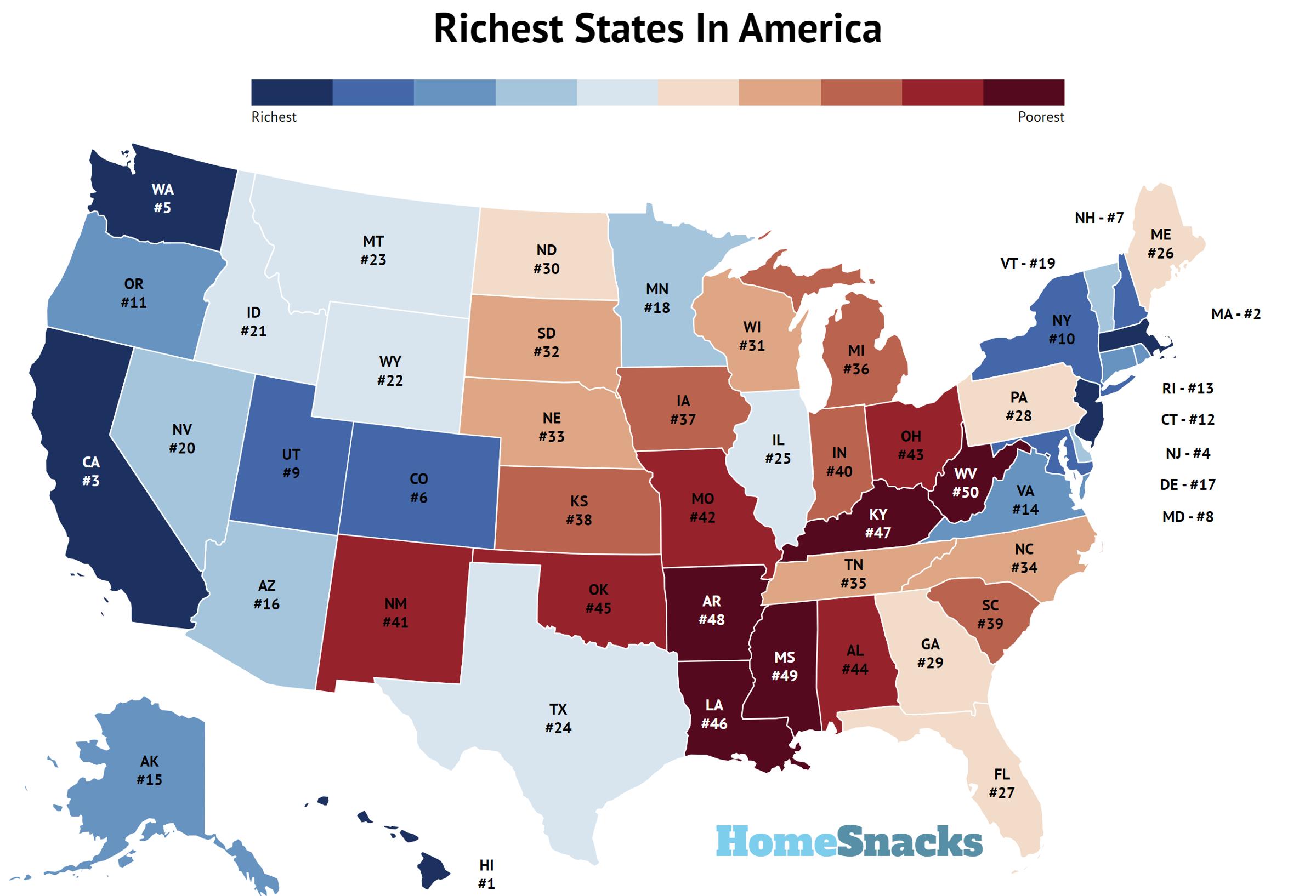 Richest States To Live In The United States For 2023 Incomes And Home 