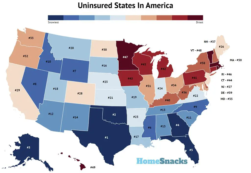 Uninsured By State In The United States [2021] HomeSnacks