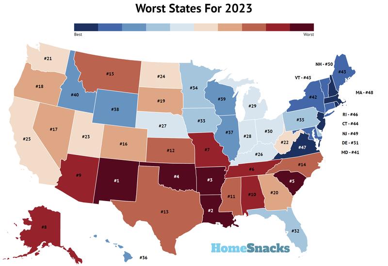 Worst States In America [2023] Based On Crime Cost Of Living And Quality Of Life
