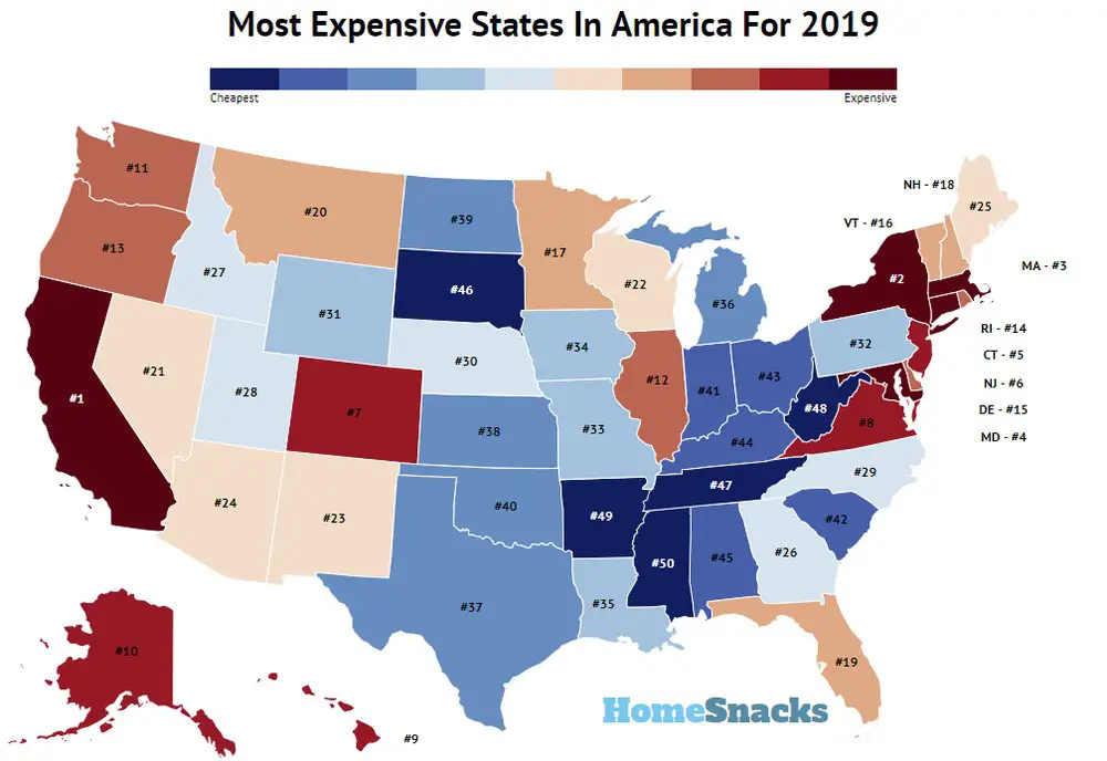 10 Most Expensive States In The United States 2023 