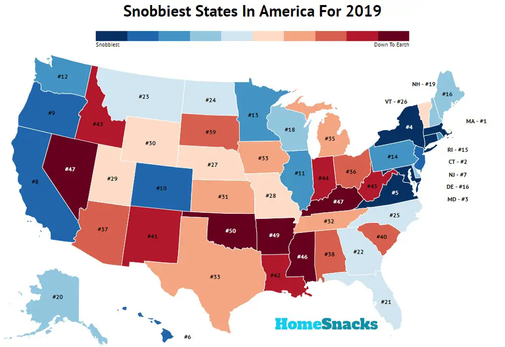 10 Snobbiest States In The United States [2024] | RoadSnacks