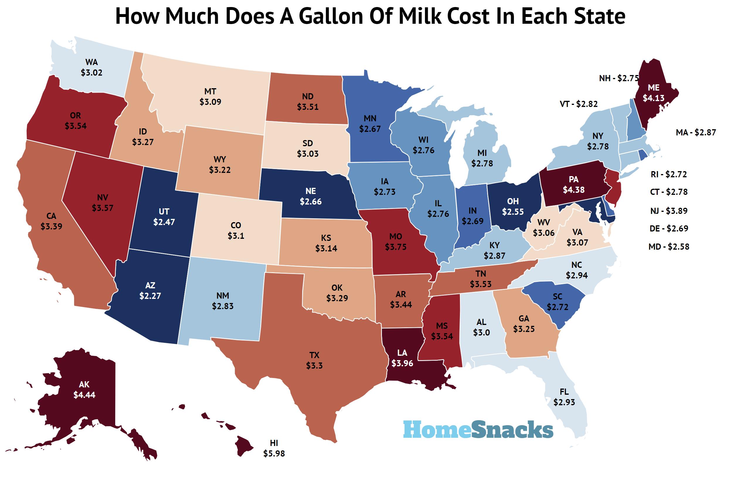 How Much Is A Gallon Of Milk In Each State? September 2023 HomeSnacks