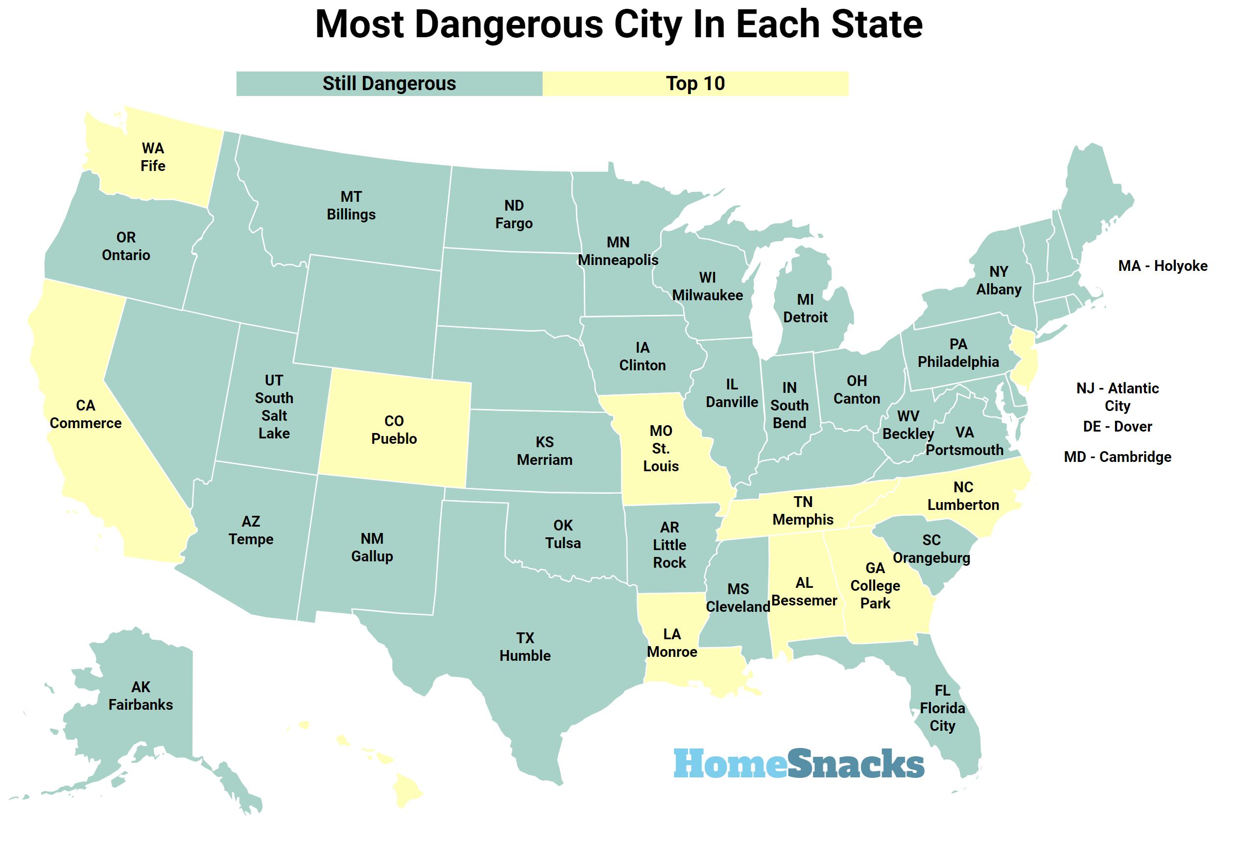 The Most Dangerous City In Each State In The United States 2023 Homesnacks